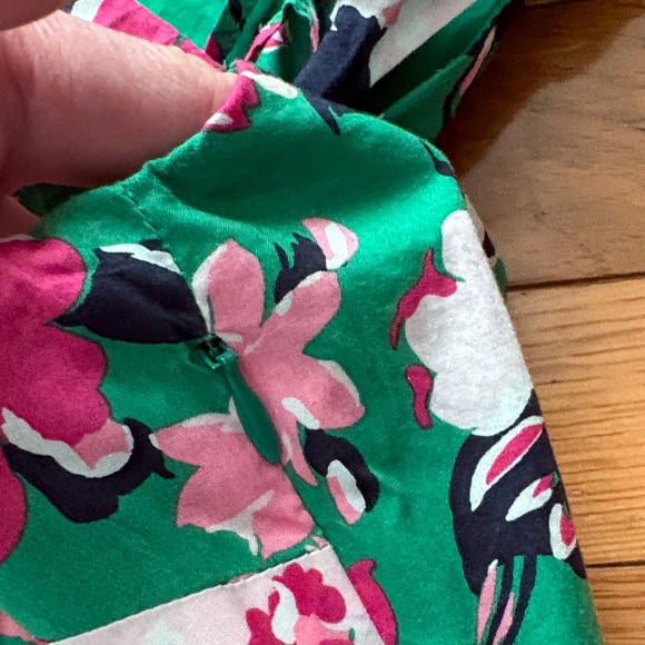 J. Crew Green Floral Midi Dress with Pink & White Flowers - Picture 6 of 13